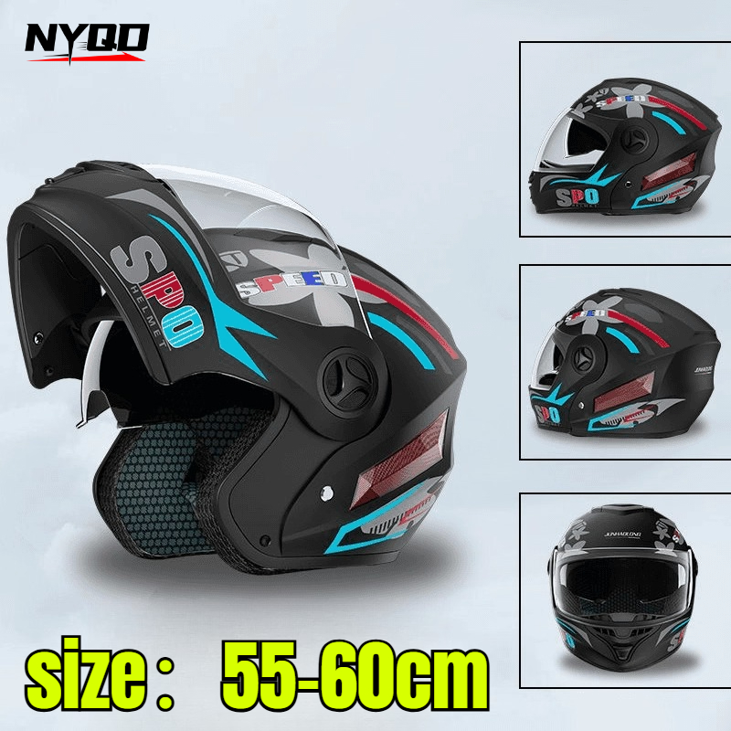 Full Face Motorcycle Helmet With Bluetooth - หมวกกันน็อคแบบพลิกขึ้นได้สำหรับขี่มอเตอร์ไซค์วิบาก ปรับแต่งได้สำหรับผู้ชายและผู้หญิง แบบโมดูลาร์ สำหรับแข่งรถ แบบเต็มใบ หมวกกันน็อคสำหรับขี่มอเตอร์ไซค์