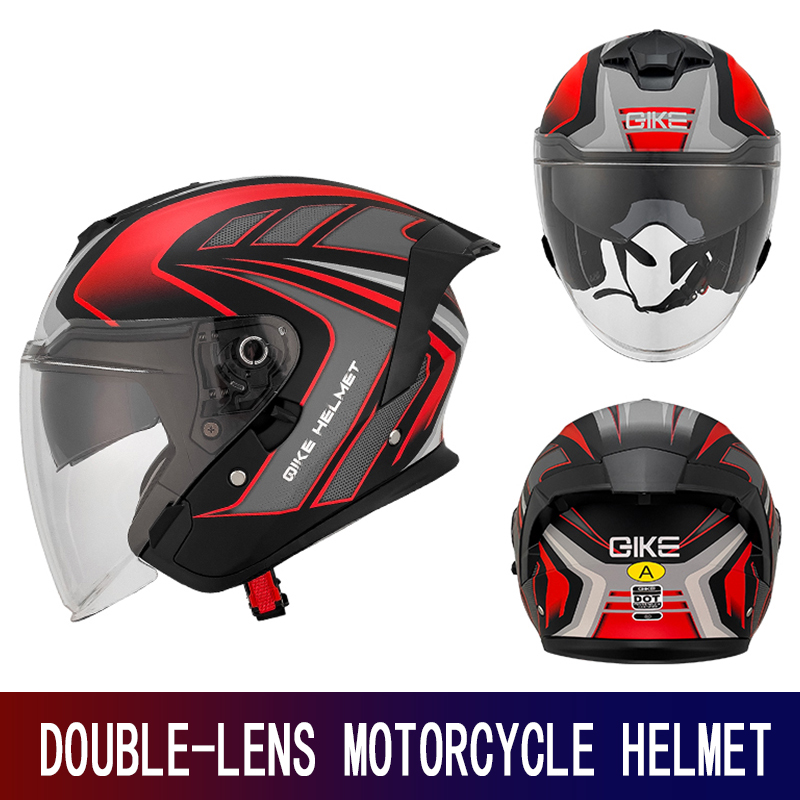 Full Face Motorcycle Helmet With Bluetooth - หมวกกันน็อคมอเตอร์ไซค์คุณภาพสูงสำหรับผู้ชาย แบบสามส่วน ครึ่งใบ ทรงเรโทร เลนส์คู่ สำหรับขี่ครุยเซอร์