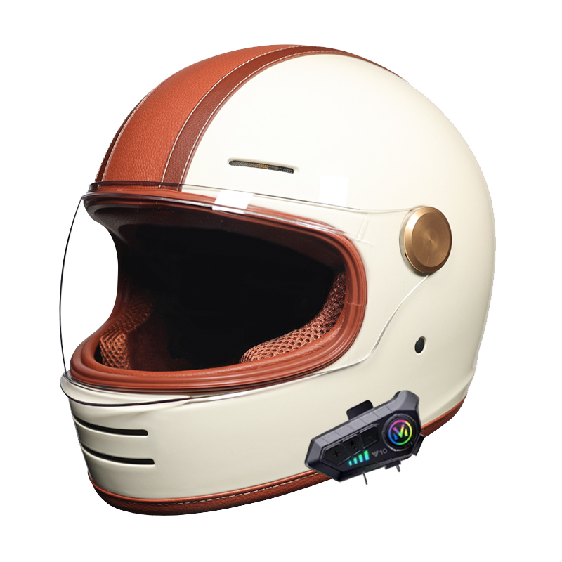 หมวกกันน็อคย้อนยุคแบบเต็มหน้าพ - Full Face Motorcycle Helmet With Bluetooth บทวิจารณ์และราคา