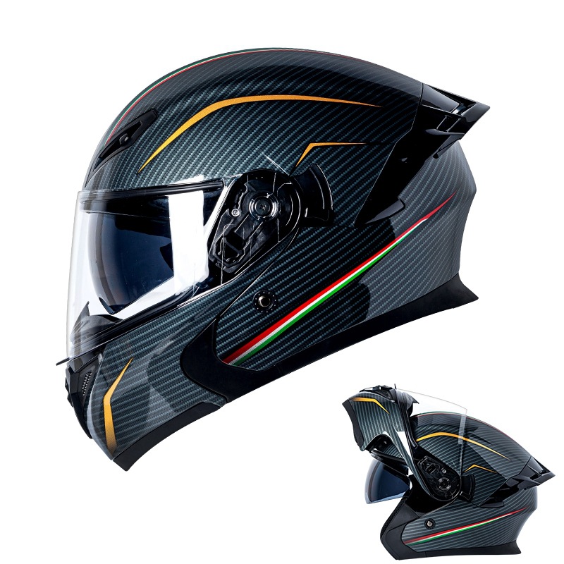 หมวกกันน็อคมอเตอร์ไซค์แบบพลิกข - Dual Visor Motorcycle Racing Helmet บทวิจารณ์และราคา