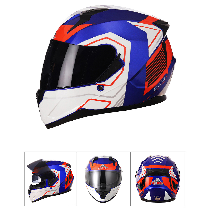 หมวกกันน็อครถจักรยานยนต์ Full  - Full Face Motorcycle Helmet With Bluetooth บทวิจารณ์และราคา